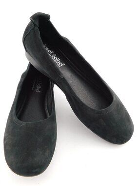 JOSEF SEIBEL Black Nubuck Leather Slip-on Ballerina Ballet Flat Shoes 37